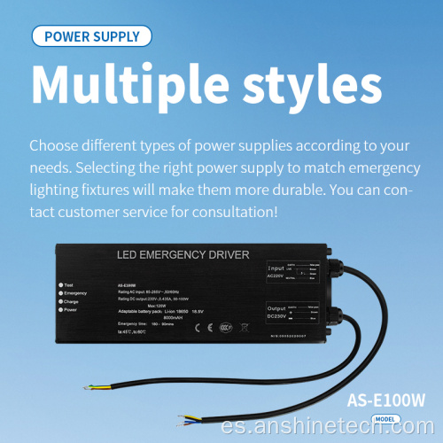 Fuente de alimentación de emergencia LED de 100 W